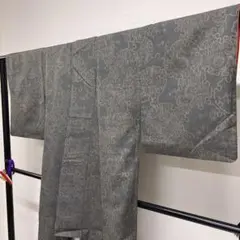 小紋　正絹　紬　雪輪　ドット柄　抽象模様　着物　072tz