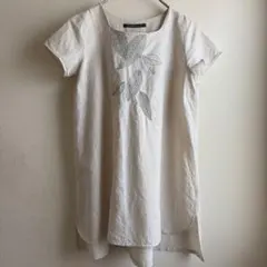 Sunny clouds サニークラウズ　葉っぱ刺繍　チュニック　麻綿　大きめのサムネイル