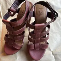 限定価格　DIESEL ブラウンレザーサンダル 高ヒール