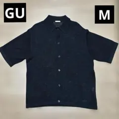 GU ウォッシャブルメッシュニットシャツ　Ｍ　黒