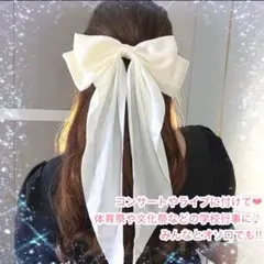 リボンバレッタ ヘアアクセ 大きめ 髪留め 白 ホワイト デイリー 仕事 デート