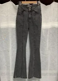 Cherimiシェリミー美脚ストレッチフレアデニムサイズS グレー