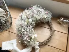 ナチュラルドライフラワー　スモークツリーと小花のハーフリース