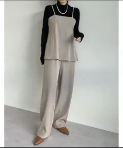 RE:EDIT ストレッチミックスツイルセットアップ風ドッキングオールインワン