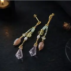 14kgf カラーオパールやピンクアメジストピアス