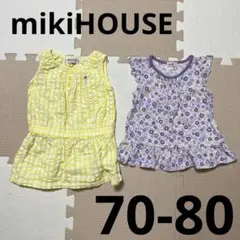 ゆ*な様 お値下げ　ミキハウス　ストライプワンピース　花柄タンクトップ