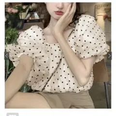 GRL ドット柄シアーバルーンスリーブブラウス ac2247