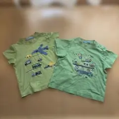 ファミリア 90 半袖 Tシャツ 2枚セット グリーン 乗り物 ファミちゃん