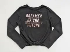 【H＆M 長袖カットソー 150/ダークグレー×ラメピンク】
