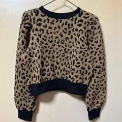レディース プルオーバートップス クロップド丈 レオパード M