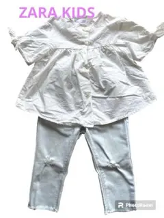 ZARA KIDS 86㎝80㎝ 白ブラウス ダメージデニム ザラ パンツ