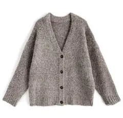 GRL グレイル　ウール混ミックスニットカーディガン ブラウン[fo1638]