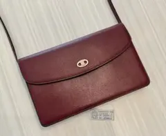 【 オールドセリーヌ 】レッド系 レザーショルダーバッグ