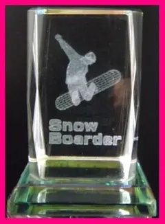 3D クリスタル 置物★スノーボード：クリスタルガラス：インテリア置物 アート