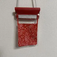防水 スマホケース ペイズリー柄 赤 海 プール おしゃれ かわいい 派手