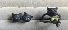 gargle（ガーグル）　CATS ピアス　リング　黒猫デザイン セット