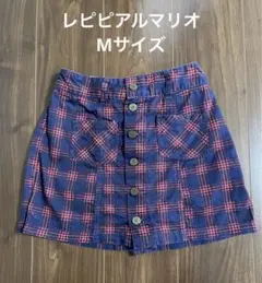 レピピアルマリオ　キュロットスカート　ショートパンツ　紺色✖️赤チェック　Mサイズ