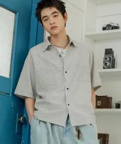 PERRY ELLIS チェック柄 半袖シャツ 古着のサムネイル
