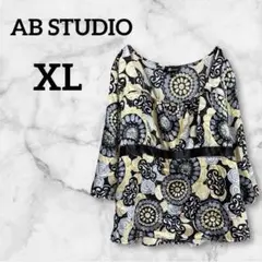 希少✨AB STUDIO【XL】花柄 チュニック ポリエステル100% 七分袖