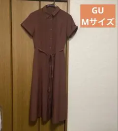 半袖 シャツワンピース GU ブラウン