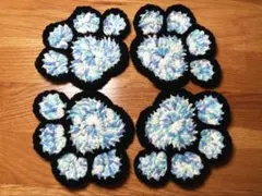 10)[匿名配送]肉球コースター アクリルたわし ハンドメイド いぬねこ