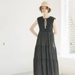 coca シャーリングティアードワンピース(L)