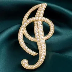 イニシャルブローチ I (アイ) アルファベット ピンバッチ パール 大きめ