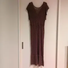 新品タグ付き　Kastaneブラウンレース編みノースリーブワンピース