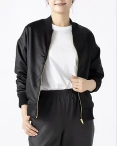 麻布プロバドール　レザー調スウェットZIPブルゾン