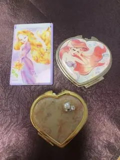 ディズニー コンパクトミラー 3点セット ラプンツェル アリエル