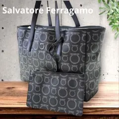 サルヴァトーレフェラガモ☆トートバッグ ポーチ付き モノグラム 総柄 ガンチーニ