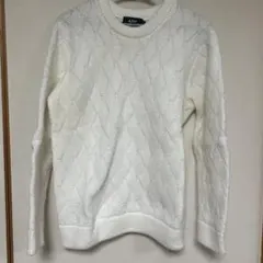 AZUL ダイヤモンド編みセーター S ホワイト