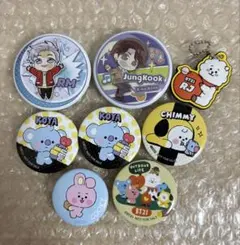 BTS TinyTan BT21 ラバーキーホルダー 缶バッチセット 汚れあり