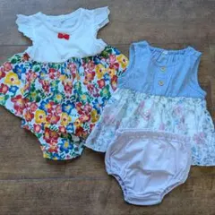 【サイズ70】ベビー服　夏服　女の子　ワンピース　ロンパース　2枚セット