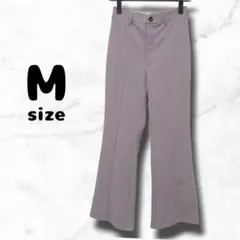 【美品】センタープレスフレアパンツ M ゴム入り 紫 くすみカラー パープル
