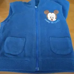 Baby Mickey ベビーベスト 青　95 フリース素材　フード付