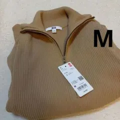 UNIQLO ハーフジップニットワンピース M ベージュ