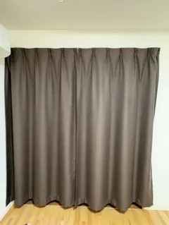 無印良品カーテンダークブラウン ポリエステルななこ織（防炎・遮光）ノンプリーツカーテン