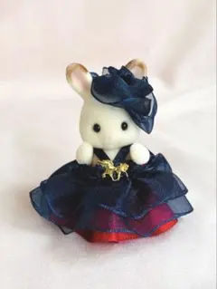 ミニチュアドール　シルバニア　赤ちゃん　クラシカルドレス　ネイビー×レッド