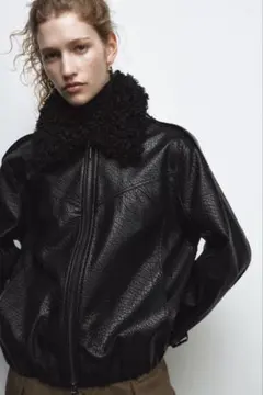 zara ザラ　フェイクレザー　ボンバージャケット　H&M ユニクロのサムネイル