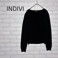 NDIVI インディヴィ ギャザーネック ニット トップス 黒　オフィス