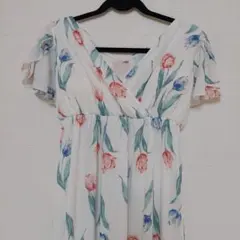 新品gelato piqueフラワープリント Vネック マキシドレス