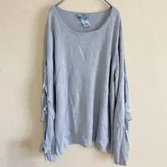 新品タグ付⭐️ 【XL】ライトブルー 長袖Tシャツ トップス レディース リボン