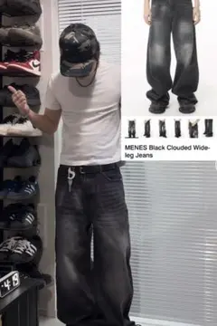 MENES ダークグレーストレートデニム