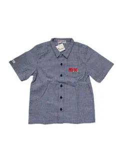 新品　ミキハウス　レトロ　半袖シャツ ネイビー・ホワイトチェック