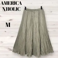 アメリカンホリック プリーツ　ウエストゴム　M グレーベージュ ロング　美品