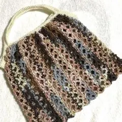 トートバッグ　手編み　ピンク　ブラウン　お散歩バッグ　ハンドバッグ　韓国　編み物