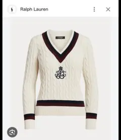 Ralph Lauren ケーブルニット Vネックセーター XS 7P
