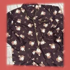 【美品】キティー柄ブラウンパジャマ上下セット　Mサイズ