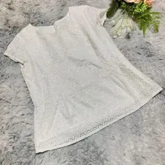 【NATURAL BEAUTY BASIC】レース半袖ブラウス チュニック